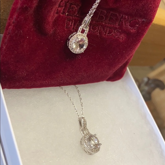 Lot of 2 ster silver, Wh topaz Helzberg necklaces - Picture 2 of 6